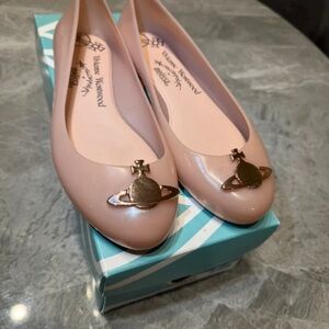 Vivienne Westwood Blush Pink Flats with Gold Orb Detail